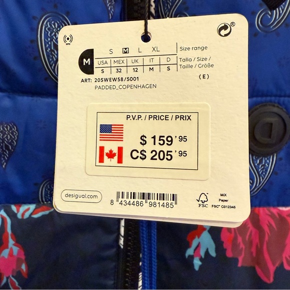 Desigual Multicolor Patterned Puffer Jacket/Vest Sz M - Picture 10 of 13